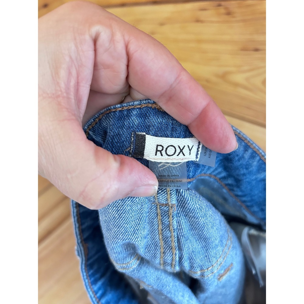 Roxy Womens Denim Mini Skirt Medium Wash Raw Hem Blue Size Small‎ S/P/CH - Picture 6 of 9
